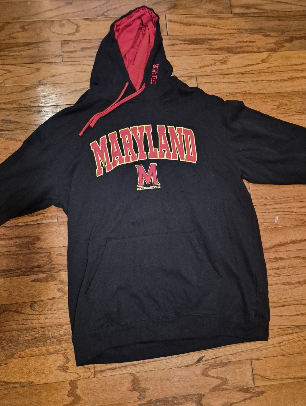 Maryland Terrapins Mens Sz 3XLT Pullover Hoodie - Black with Red Accent